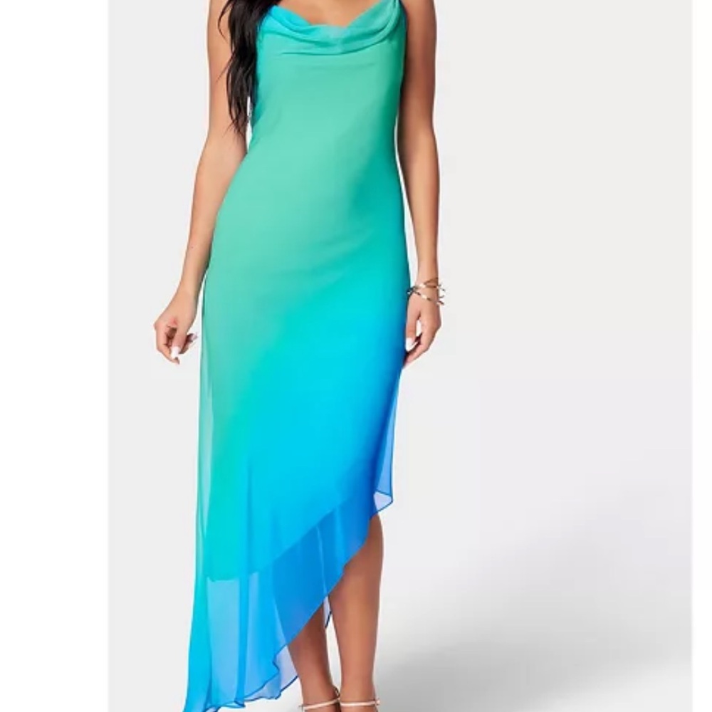 Bebe. Asymmetrical ombre dress